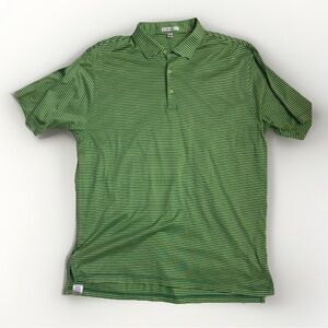 Peter Millar EUC 100% Cotton Green Striped Polo Sz.XL Sports Casual Shirt